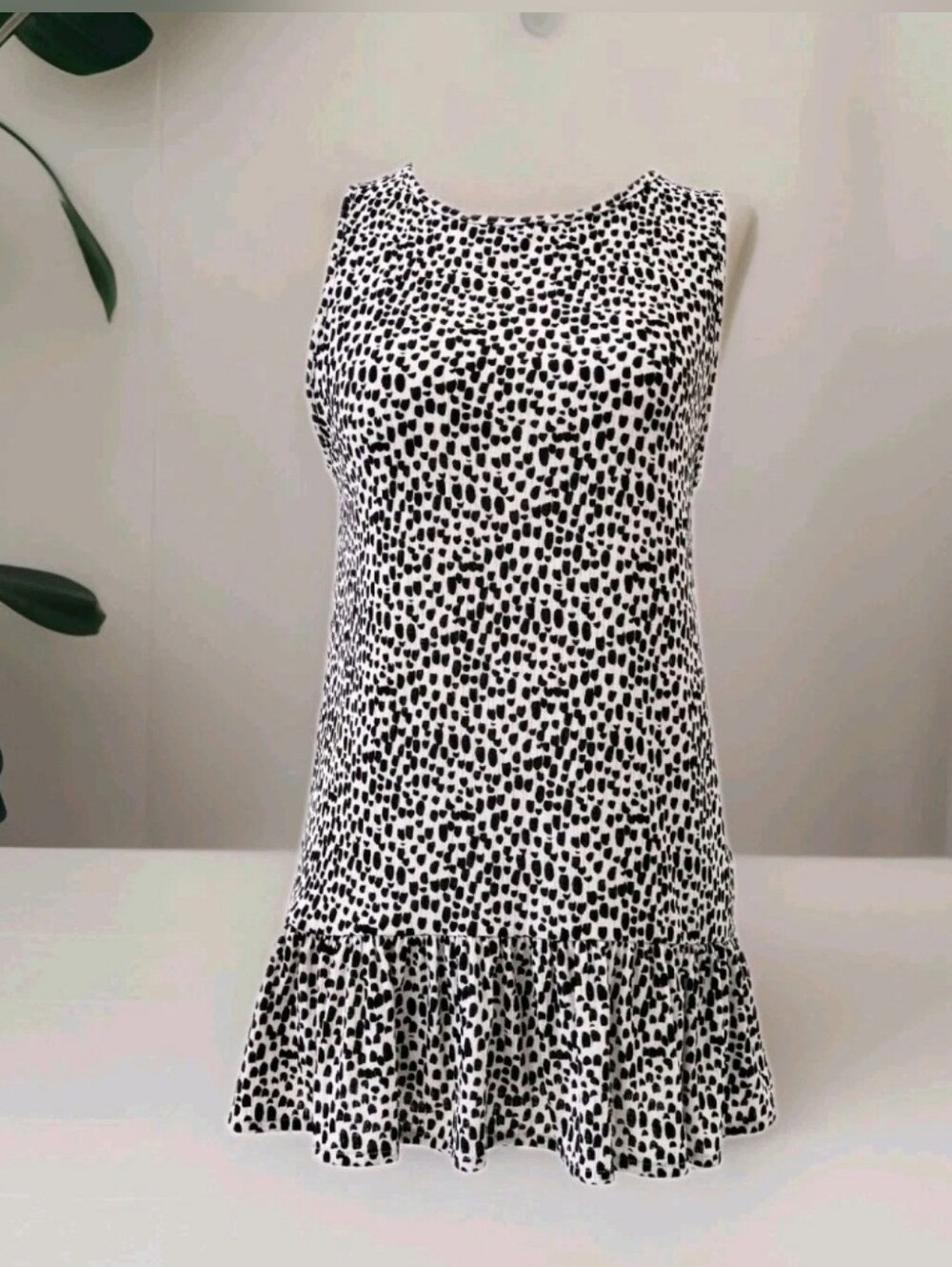 Express Kids Black and White Dotted Drop-Waist Dress